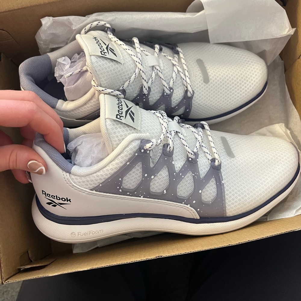 Reebok White and Gray Sneakers